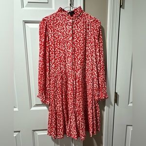 J.Crew size medium red and white flower knee length dress